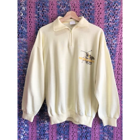 Butter yellow half zip sweat shirt【01357】