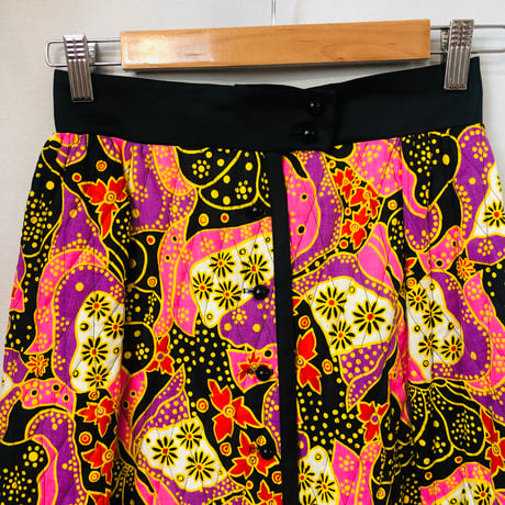 60-70s Pink quilted maxi skirt【01107】