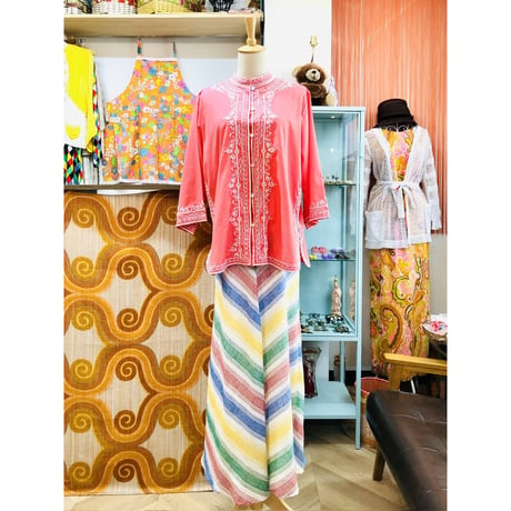 Caro of Honolulu Embroidered Blouse / Pink【01143】