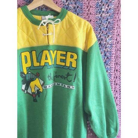 Green yellow PLAYER! sweat shirt【01359】