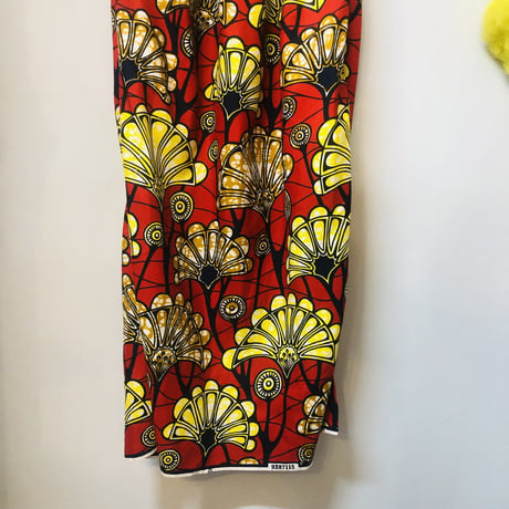 Red×Yellow African batik dress【01185】