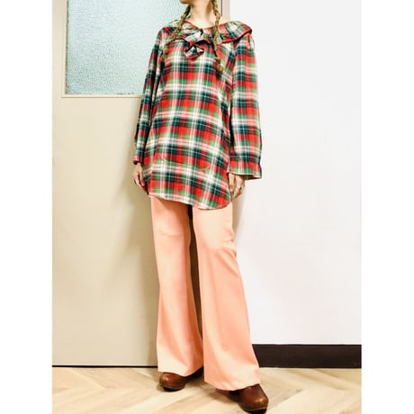 Vintage plaid cotton tunic【00642】