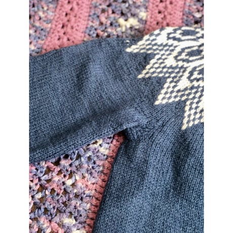 Nordic navy wool sweater【01350】