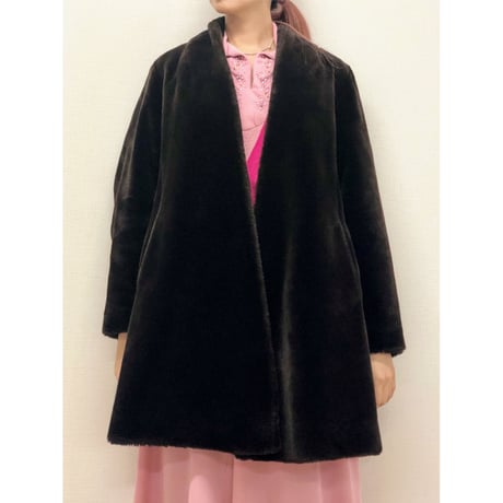 60s Blown fake fur coat【00511】