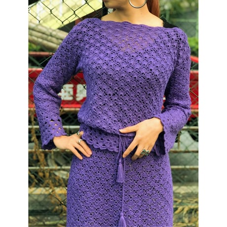 70s Purple crochet SETUP【00478】