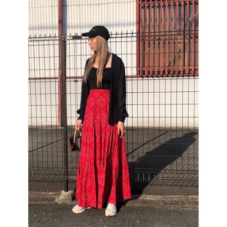 70s Bandana pattern maxi skirt【01242】