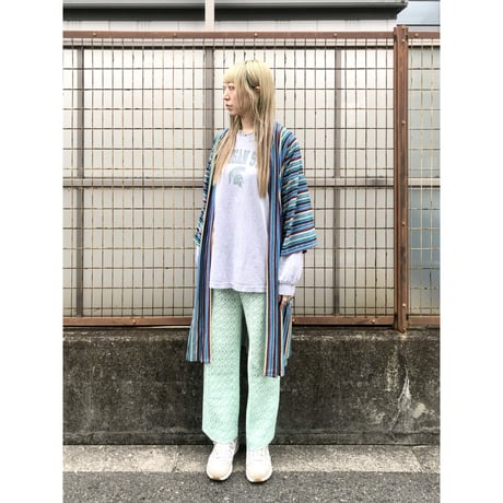 70s Green poly pants【01406】