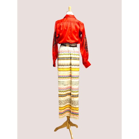 Vintage flower embroidered blouse【00494】