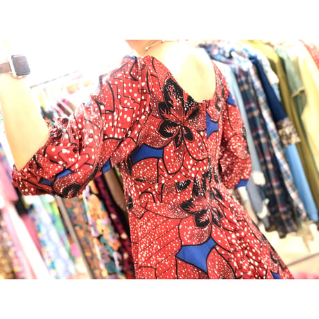African baloon sleeve peplum tunic / mini dress【00959】