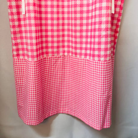Vintage pink gingham maxi dress【01104】