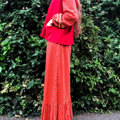 80s Red knit vest【00406】