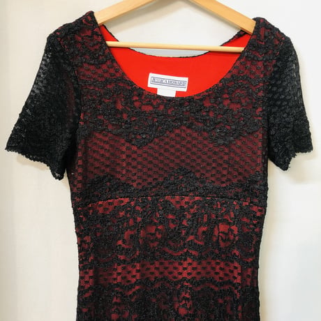 Vintage black lace dress【01065】