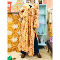 Vintage orange floral maxi dress【01217】