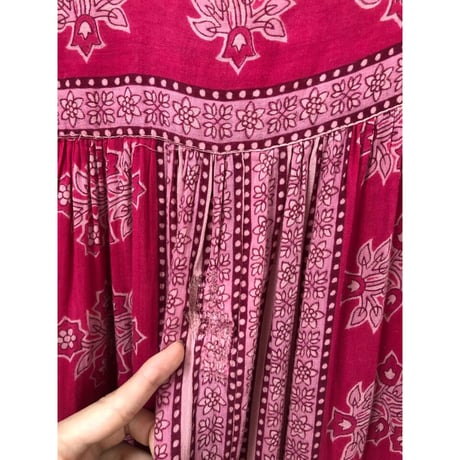70s Indian cotton maxi dress【00874】