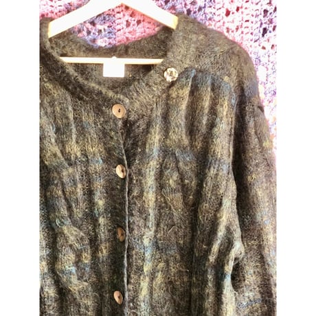 Dark green mohair cardigan【01342】