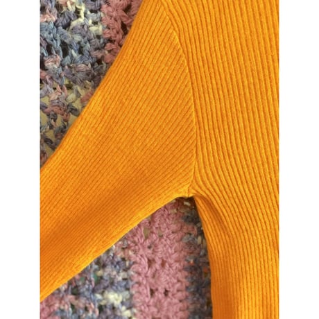 Orange rib turtle knit sweater【01331】