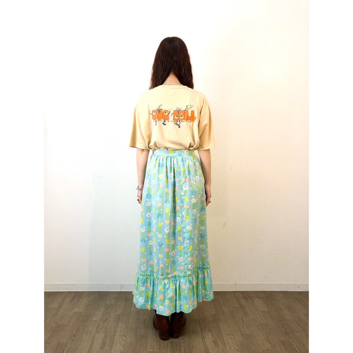 vintage 70s カラフル ロングスカート カラフルストライプの海外vintageスカート - 乙女スタイル