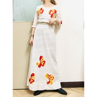 70s Floral patches maxi dress【00778】