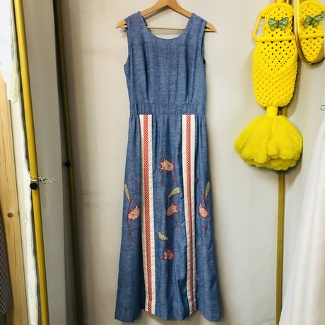 70s Wrap tulip maxi dress【01080】