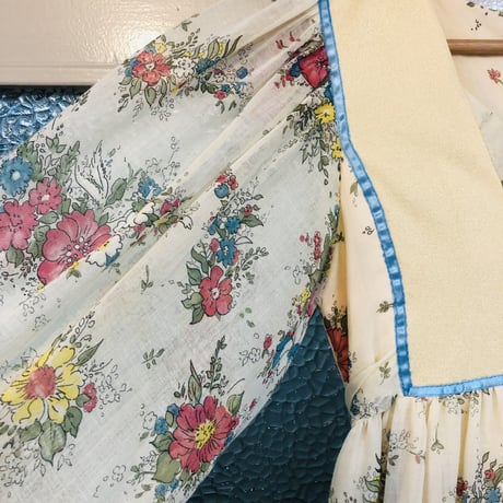 70s Balloon sleeve floral dress【01222】