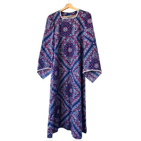 70s Handmade bell sleeve dress【01252】
