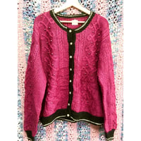 Purple fake perl design cardigan【01355】