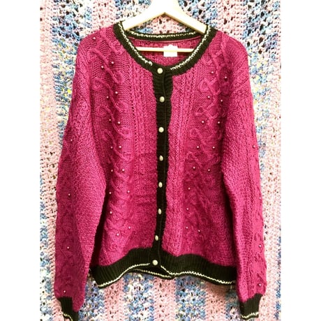 Purple fake perl design cardigan【01355】
