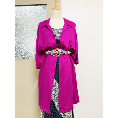 70s Flower pattern dress【00683】