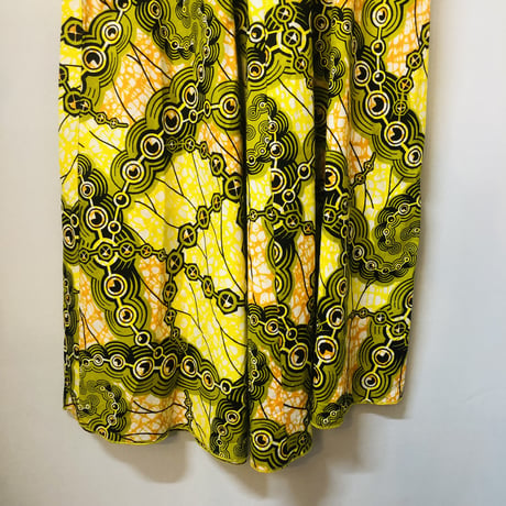 Yellow African batik dress【01186】