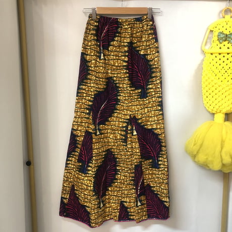 Vintage leaf pattern african batik skirt【01183】