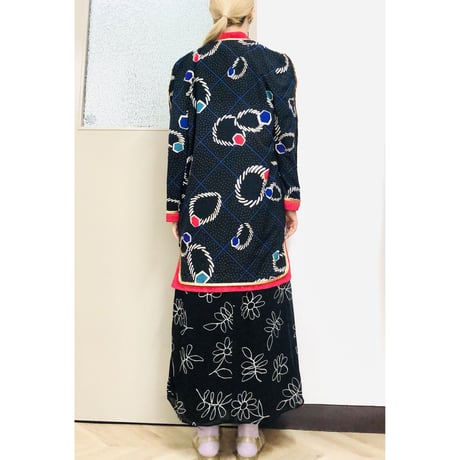 Jeanne Marc black length cardi jacket【00960】