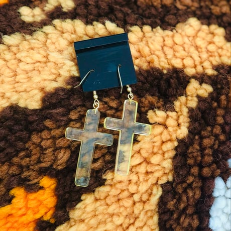 80s Clear cross pierce YELLOW【00577】