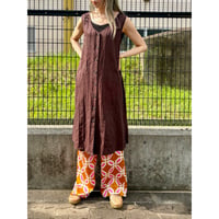 Vintage brown sleeveless long dress【01509】
