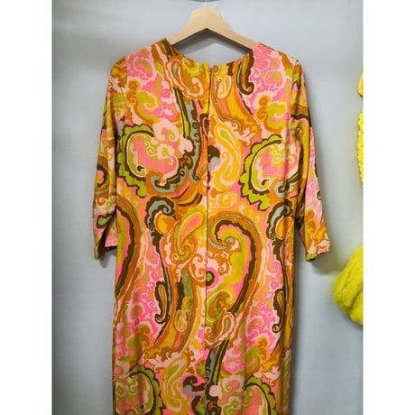 Orange psychedelic maxi dress【00717】