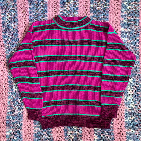 Purple border knit sweater【01372】