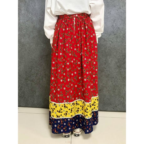70s Floral maxi skirt【01454】
