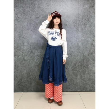 70s Handmade wrap skirt【01457】