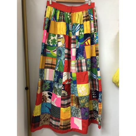 Vintage patchwork maxi skirt【00884】