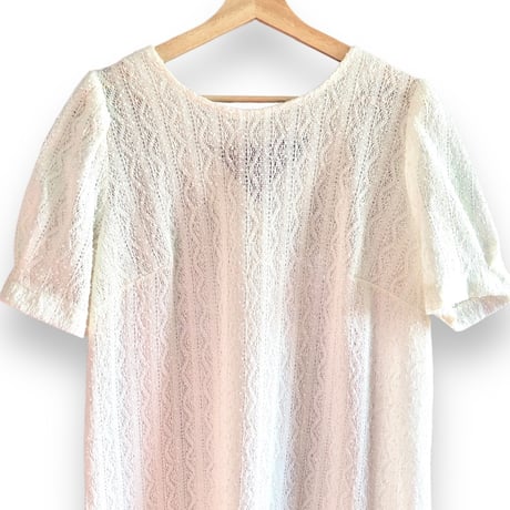 Vintage front button white dress【01450】