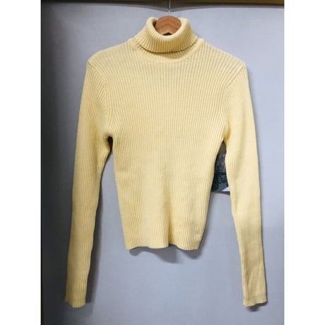DEAD STOCK Turtleneck knit sweater / Lemon【00738】