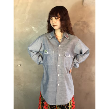 70s Chambray shirt【01291】