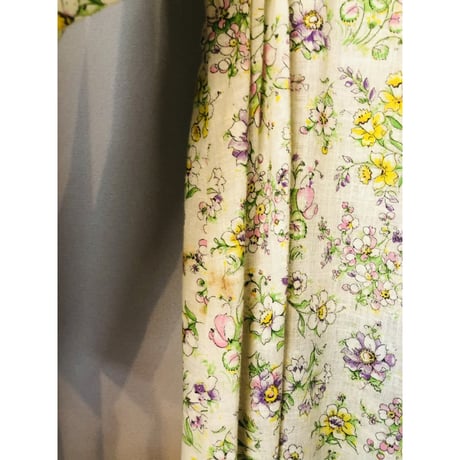 70s Floral flare sleeve maxi dress【01076】