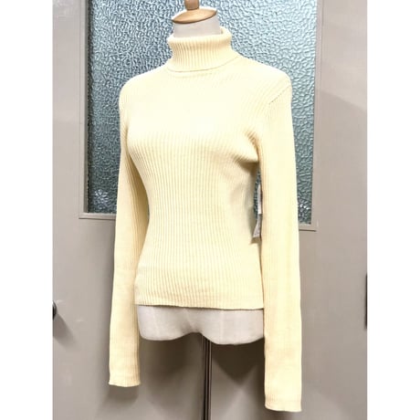 DEAD STOCK Turtleneck knit sweater / Lemon【00738】