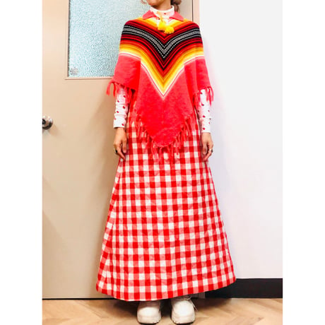 70s Knit poncho【01027】