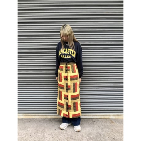 70s Patchwork maxi skirt【01304】