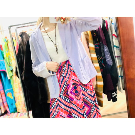 70s Psychedelic wrap maxi skirt【00853】