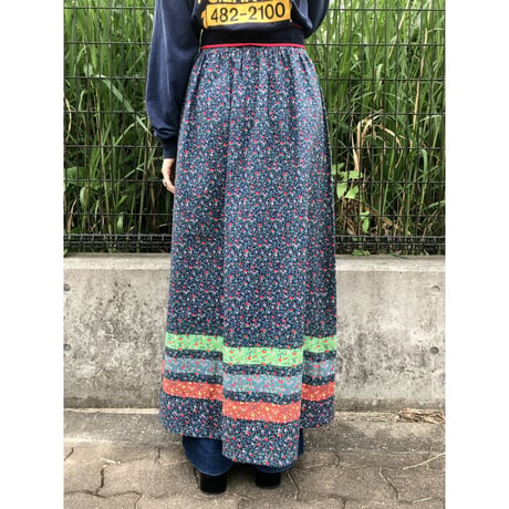 70s Floral maxi skirt【01302】