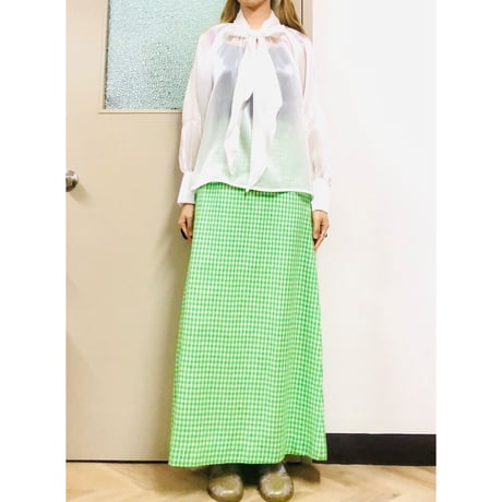 Vintage bowtie sheer blouse【00793】