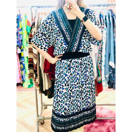 80s Geometric pattern 2pc【00947】