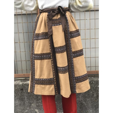 70s Mr. Hank Brown wool mix skirt【01415】